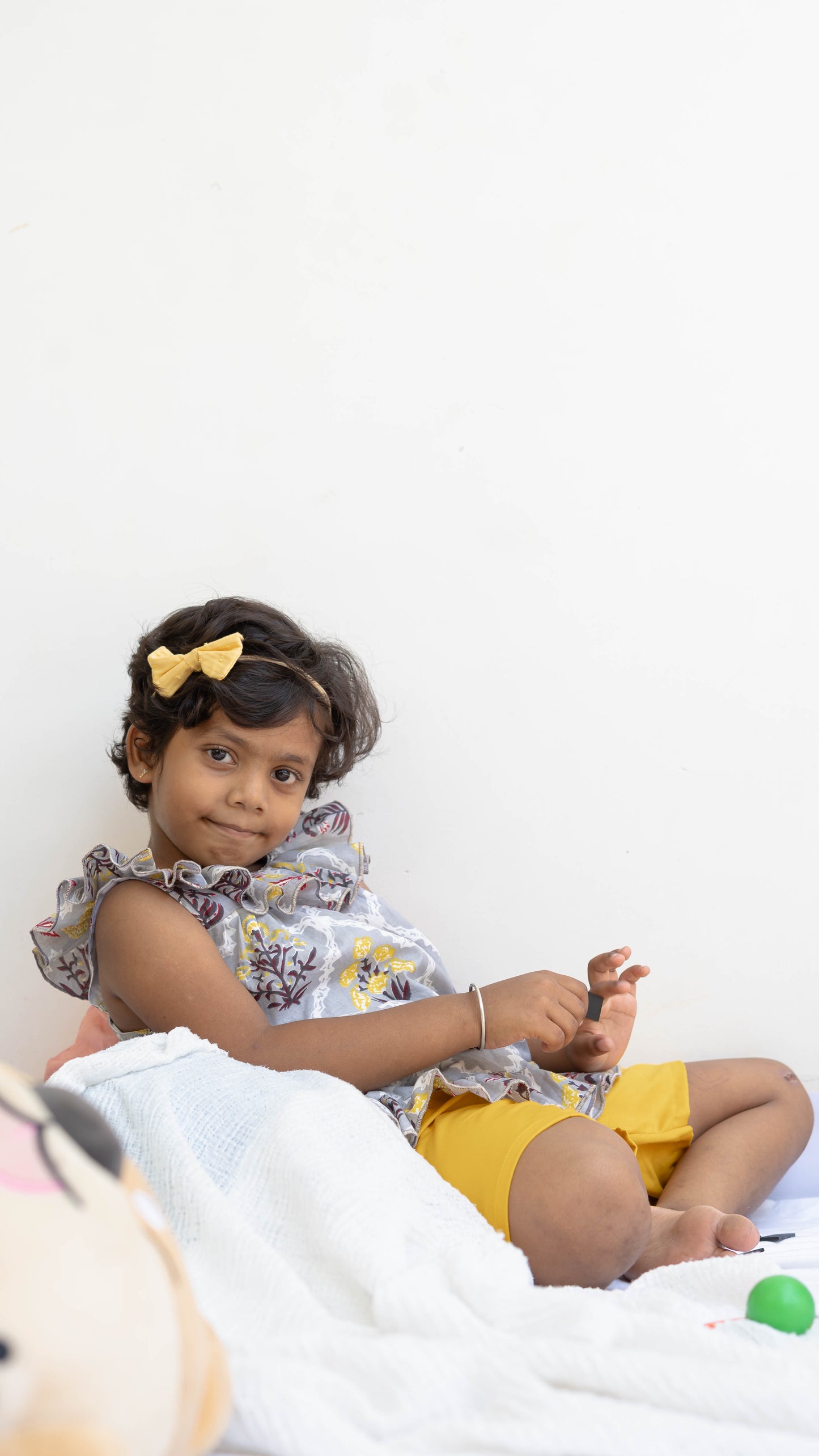 Grey and Yellow Floral Print Cotton Co-ord Set