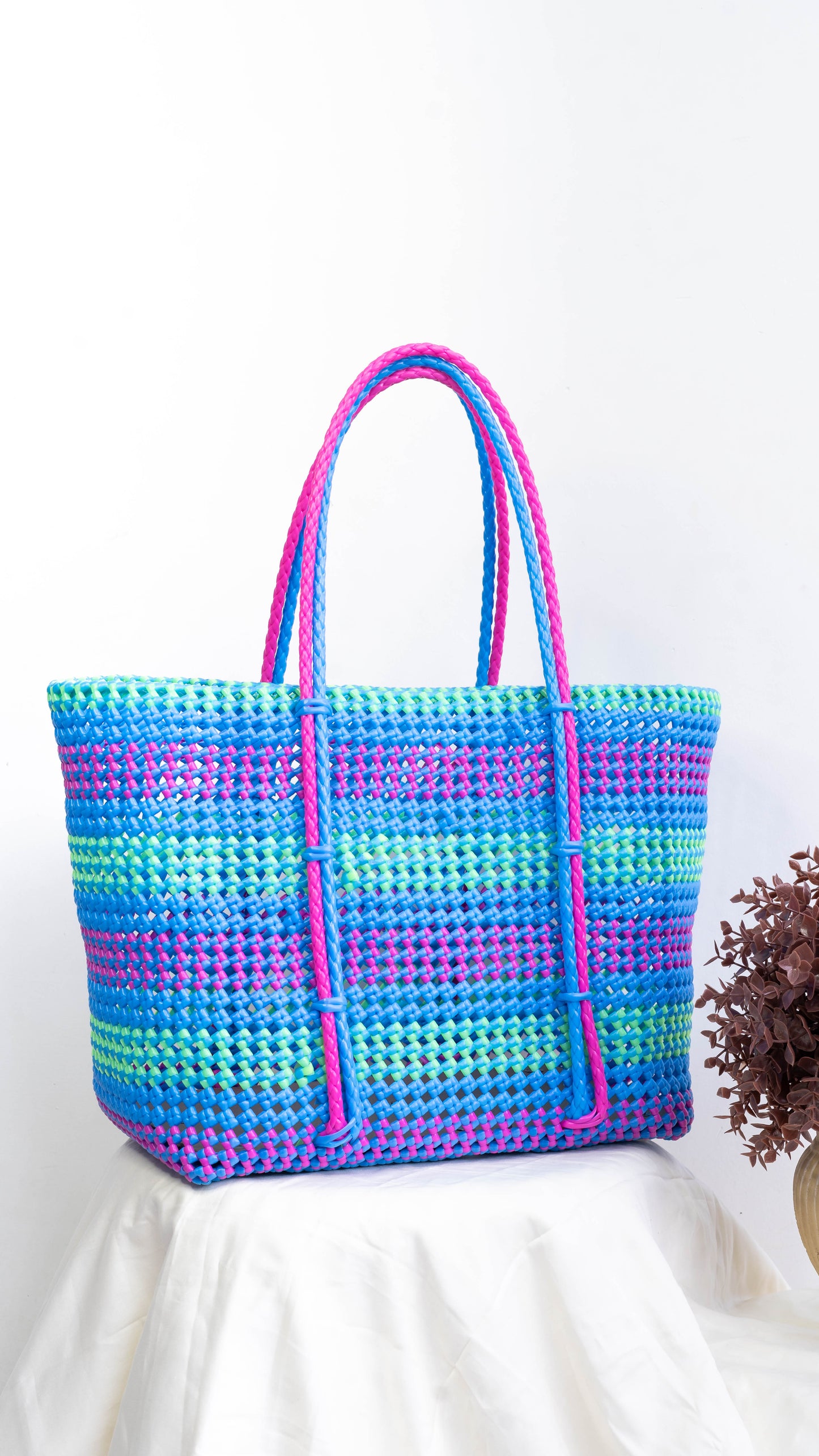 Pink & Blue Wire Basket - Extra large