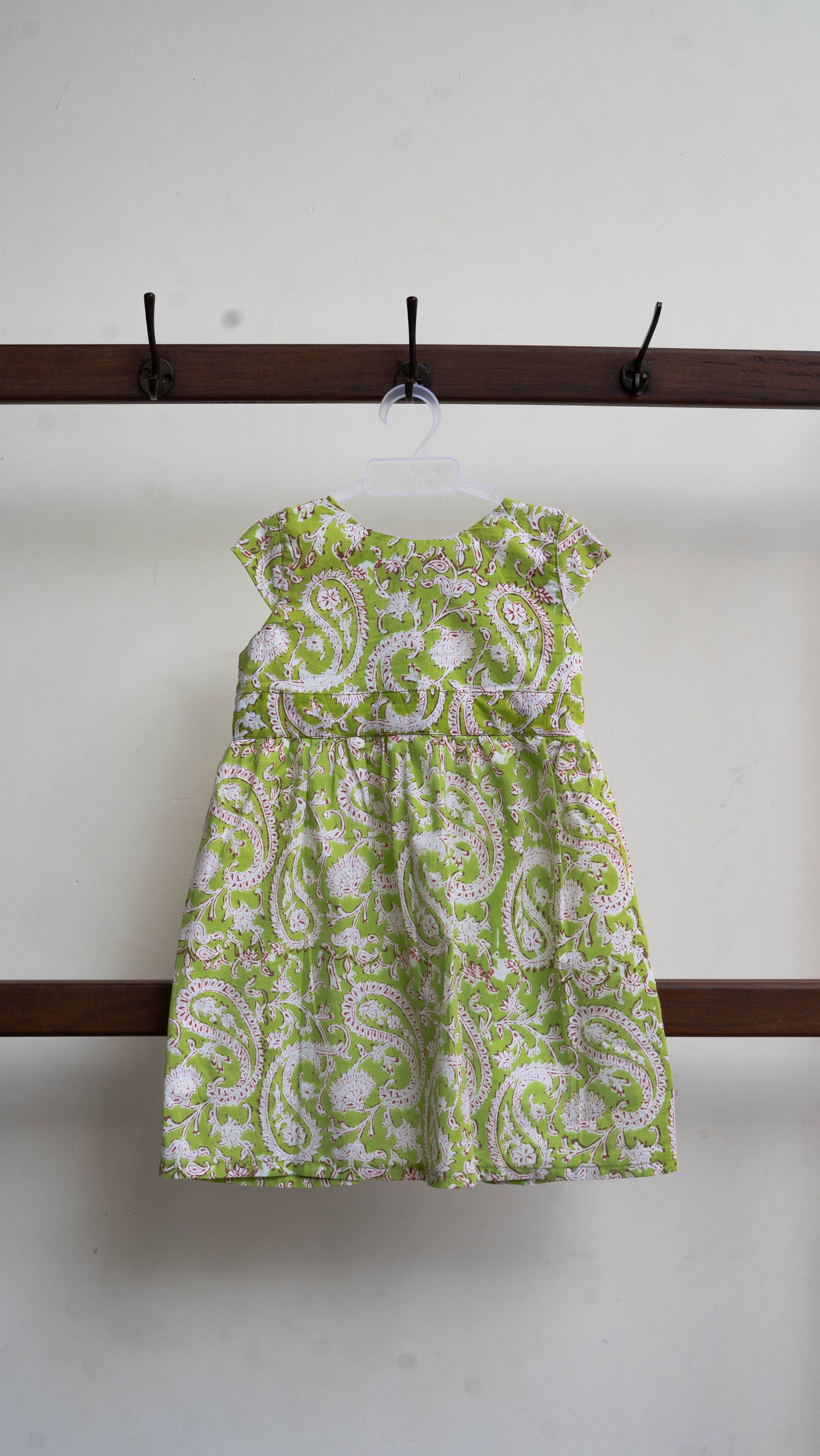 Light Green Paisley Print Cotton Dress