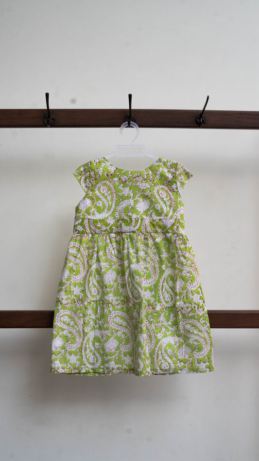 Light Green Paisley Print Cotton Dress