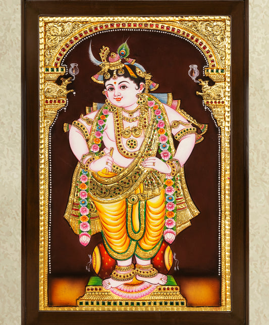 Krishnar Tanjore Painting - Flat work