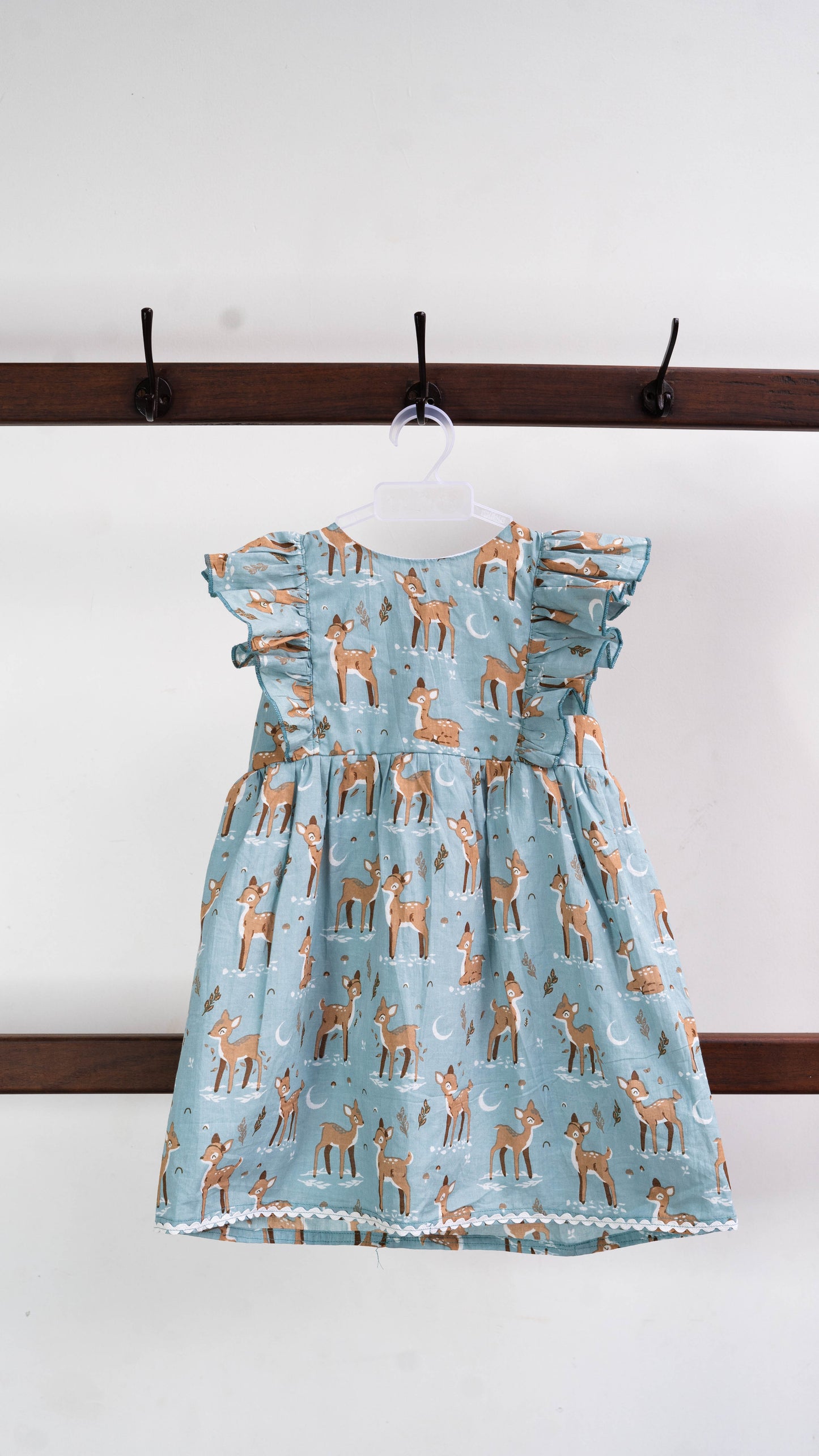 Blue Deer Print Cotton Dress