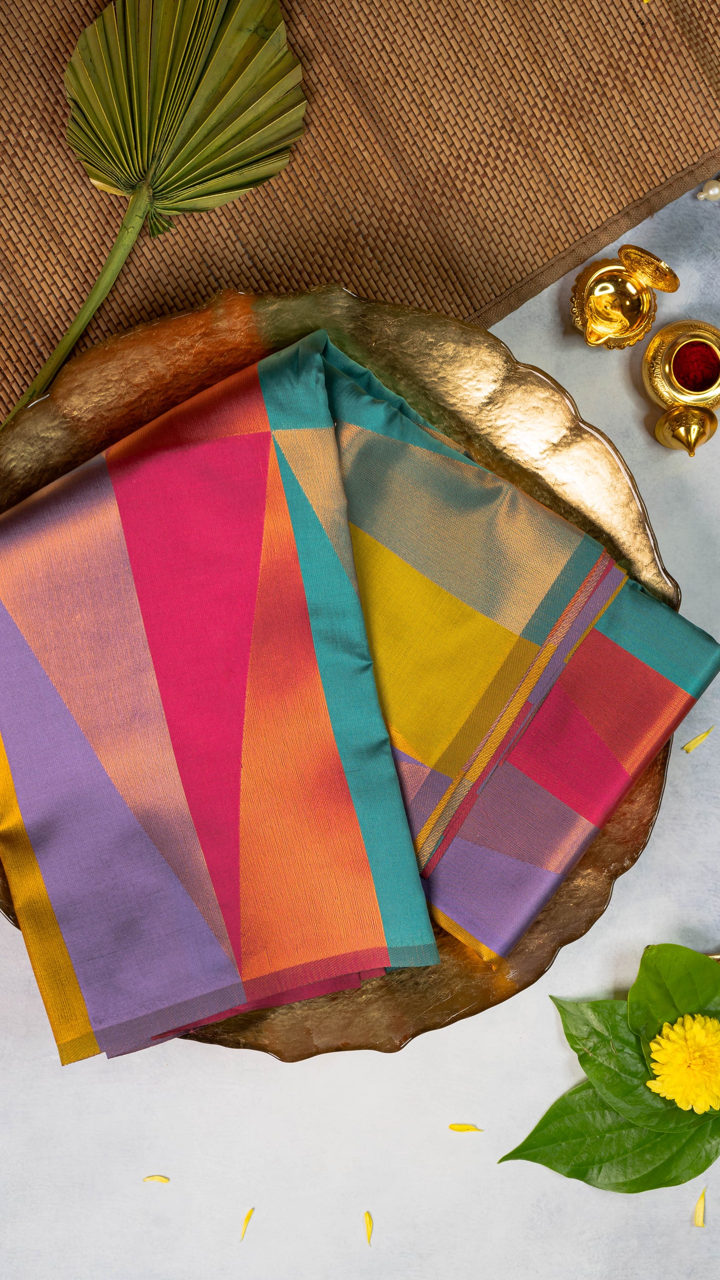 Multi-colour Premium Semi-Kanchi Silk Saree with Blouse