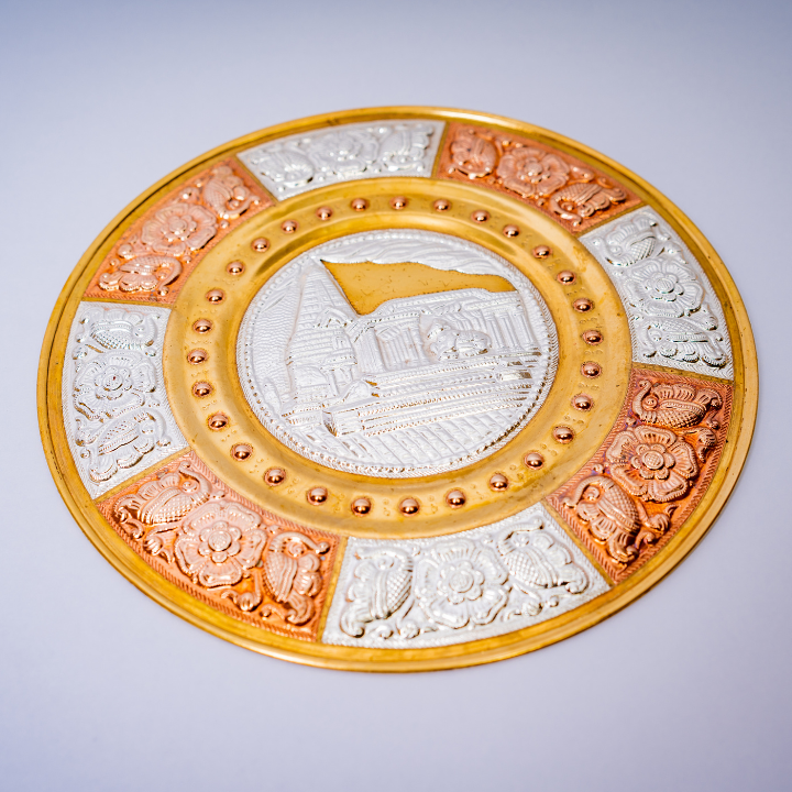 Tanjore Temple Tri-Metal Art Plate