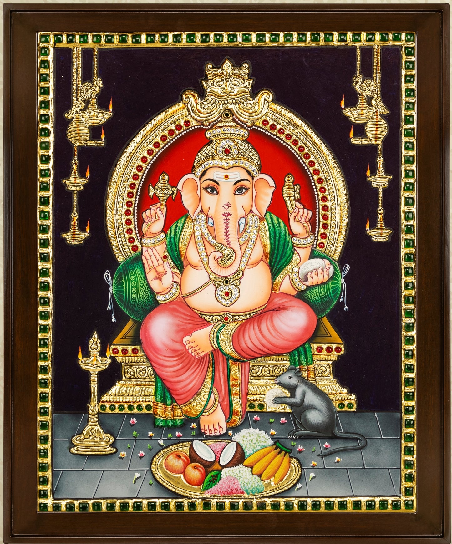 Ganesha Tanjore Painting - Single embossed