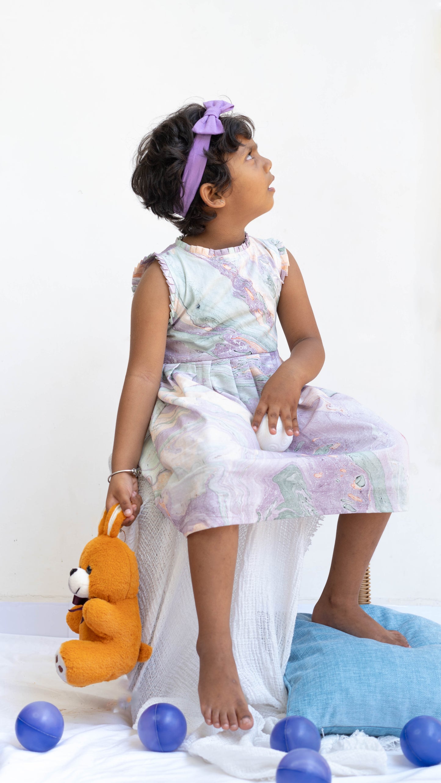 Lavender Marble Print Cotton Dress