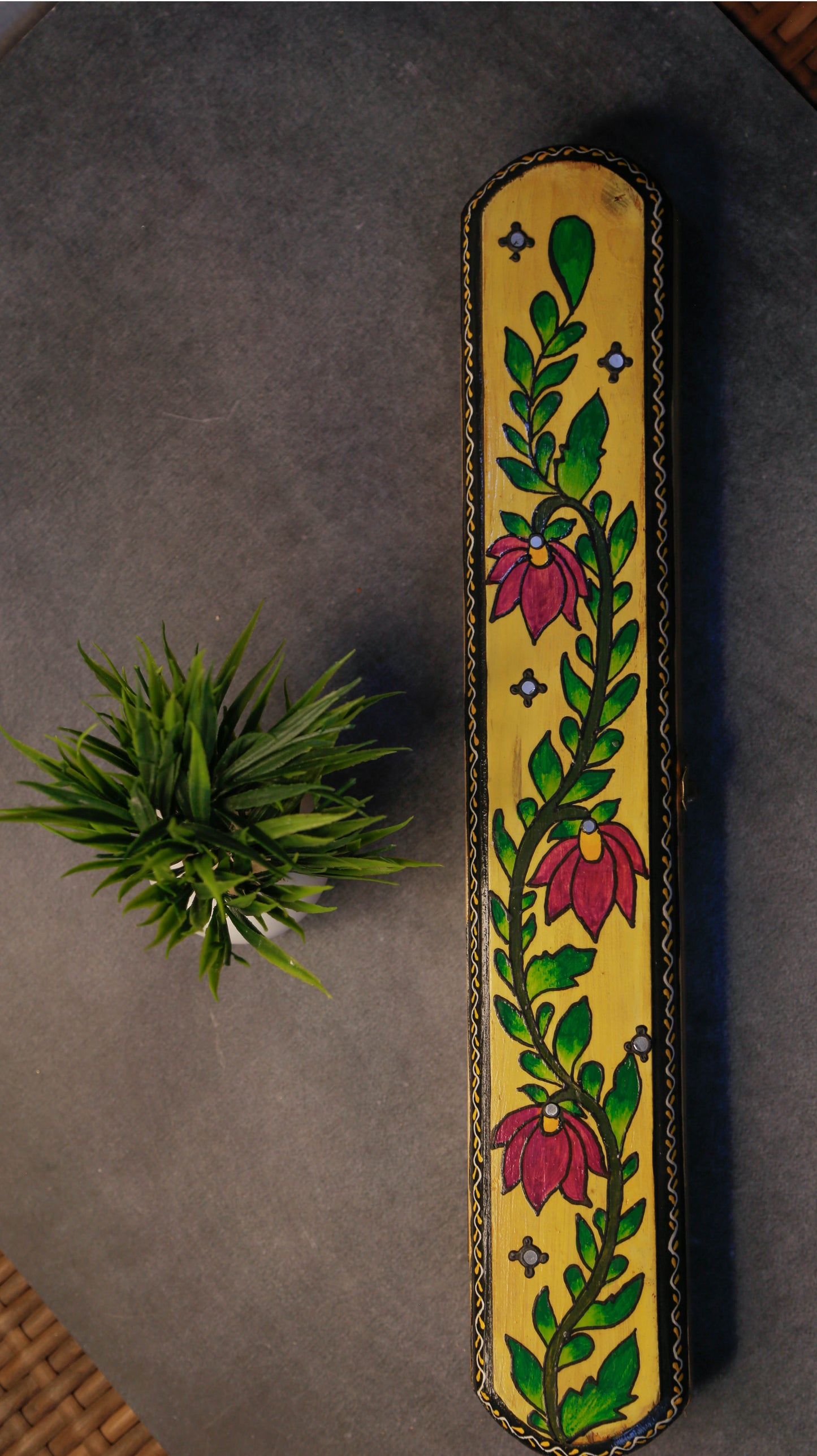 Floral Painted Mancala Game (Pallanguzhi)