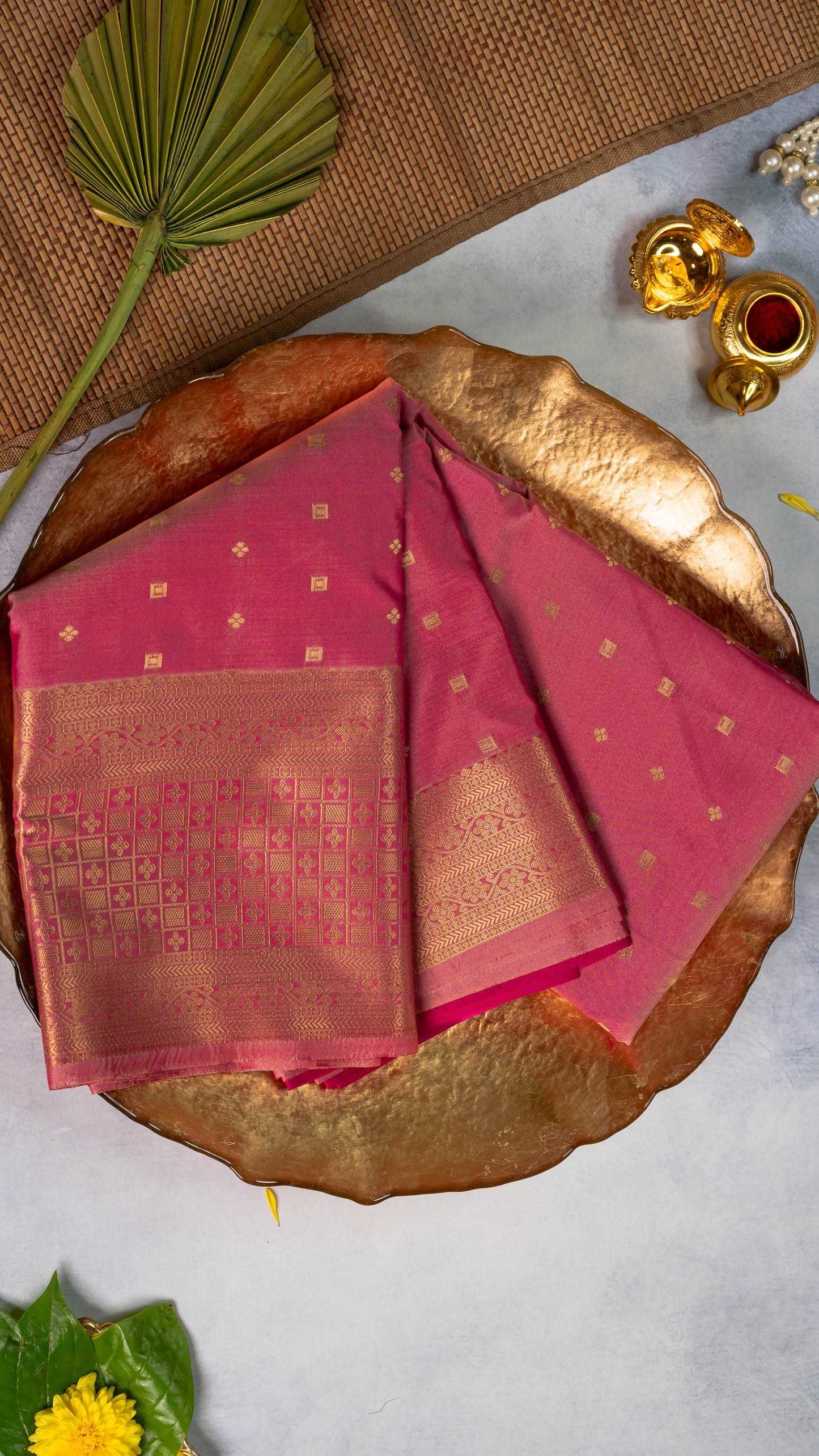 Pink Premium Semi-Kanchi Silk Saree with Blouse