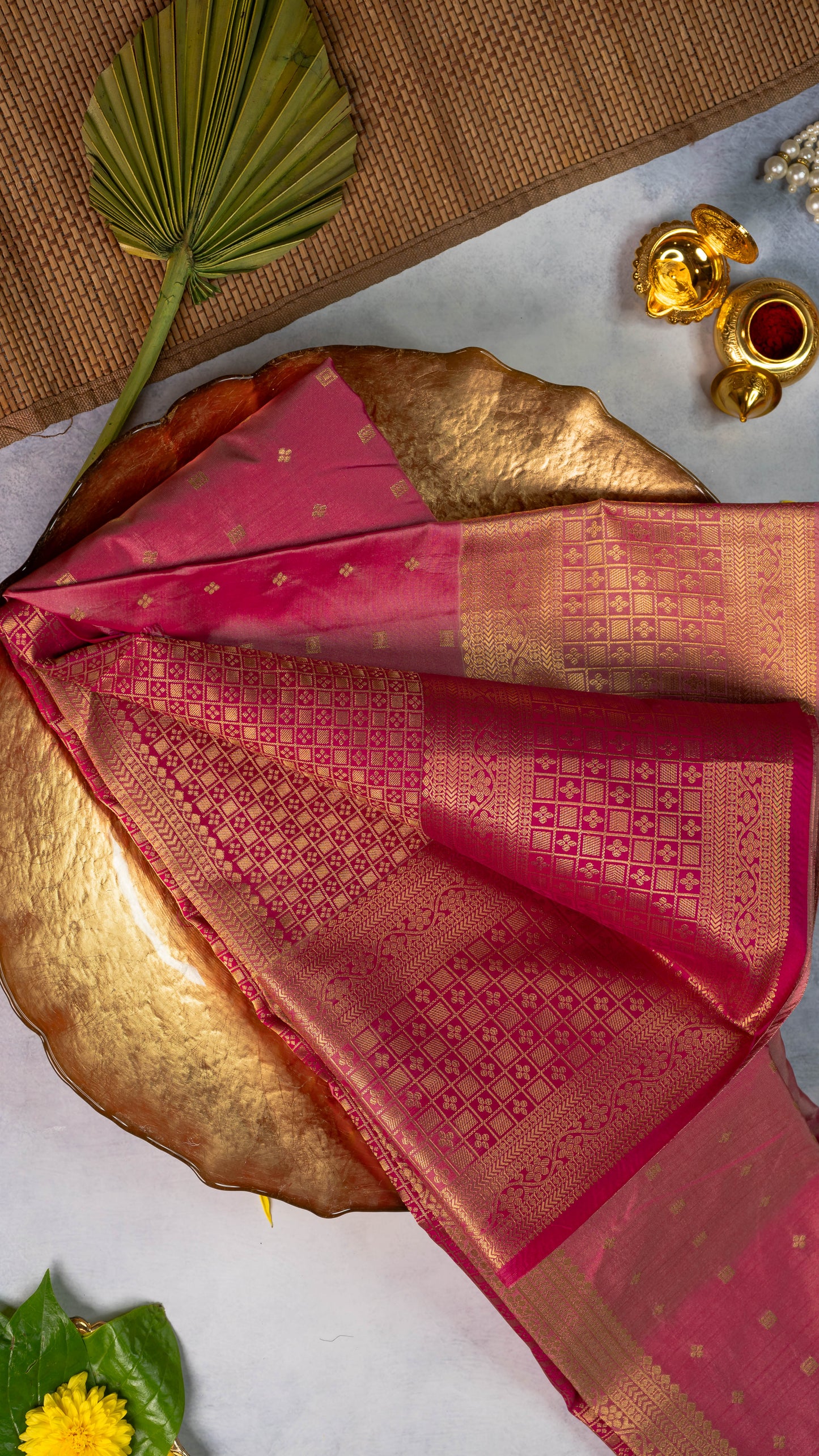 Pink Premium Semi-Kanchi Silk Saree with Blouse