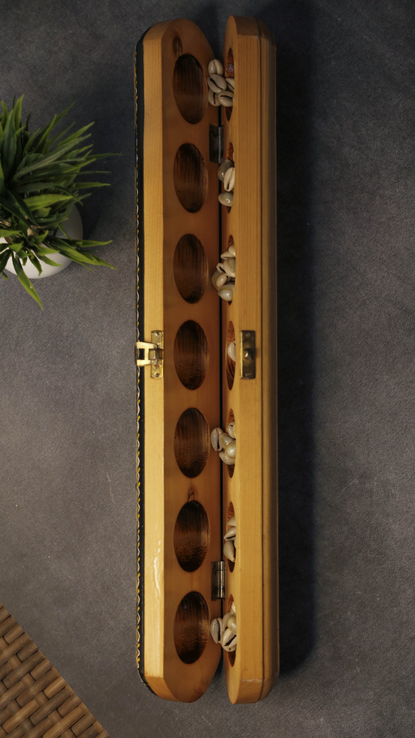 Floral Painted Mancala Game (Pallanguzhi)