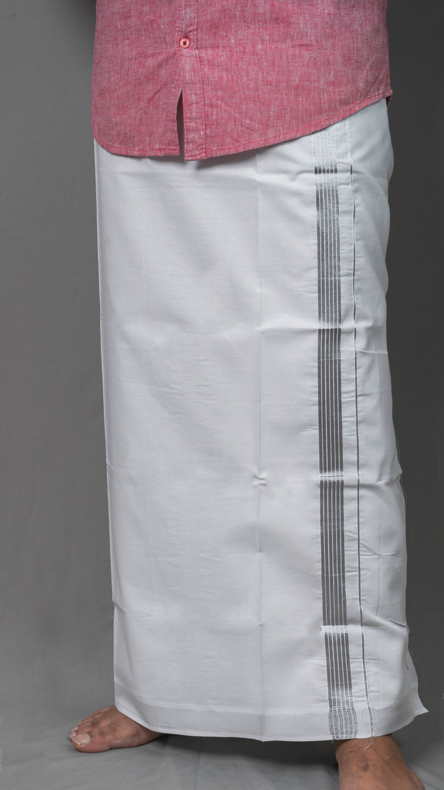 cotton dhoti with silver border