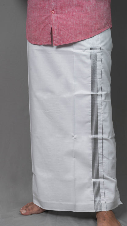 cotton dhoti with silver border