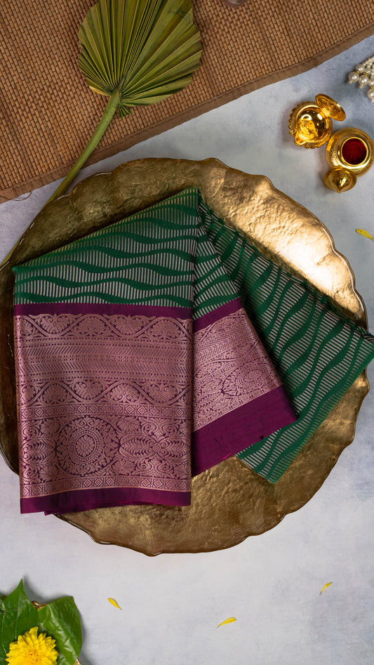 Green Premium Semi-Kanchi Silk Saree with Blouse