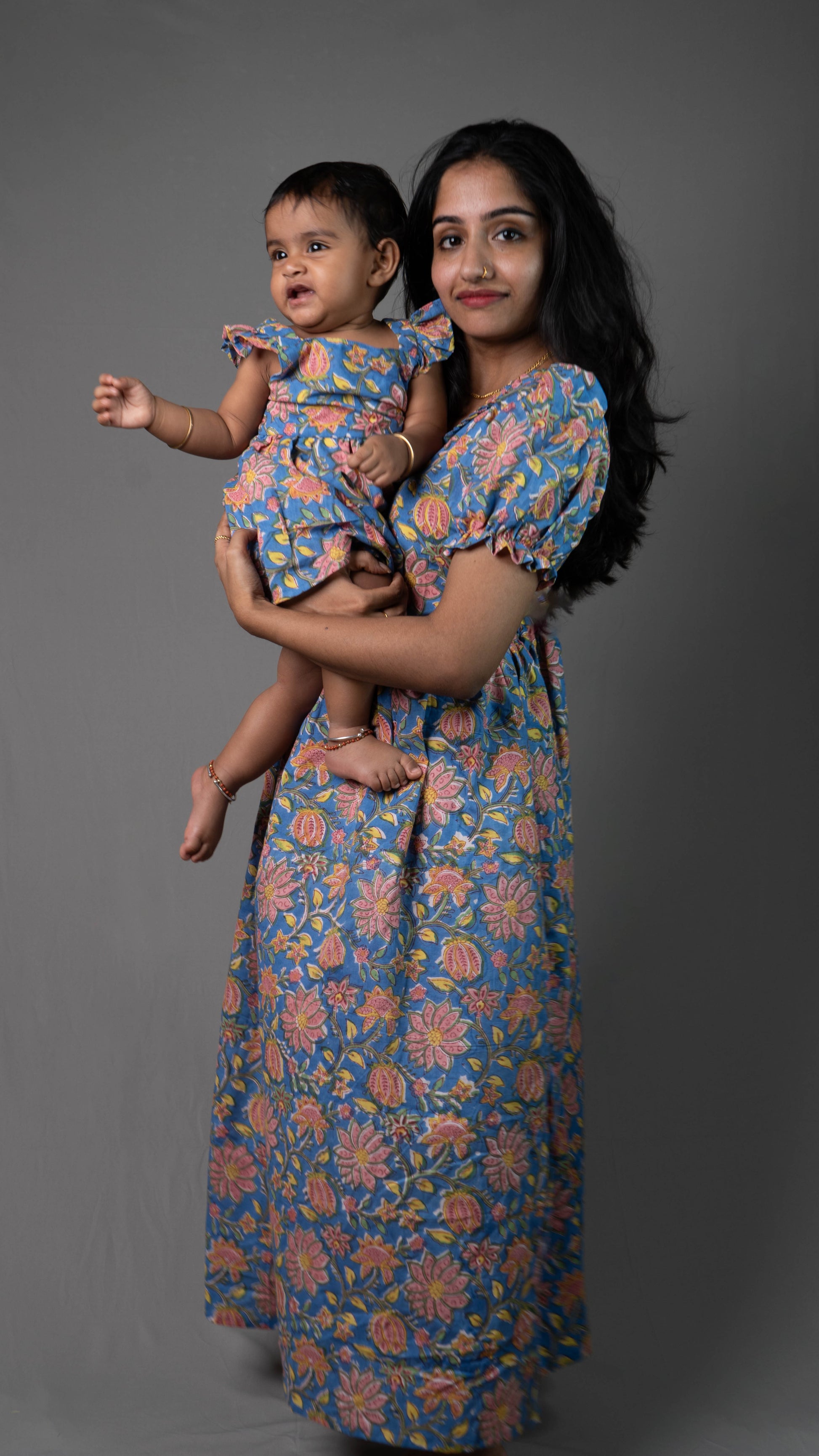 Mother Daughter Twinning Dress Floral Print Multi-colour Floral