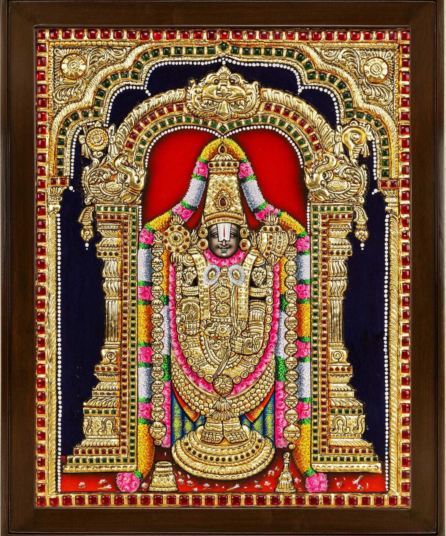 Venkateshwara Swami Tanjore Painting - Single embossed
