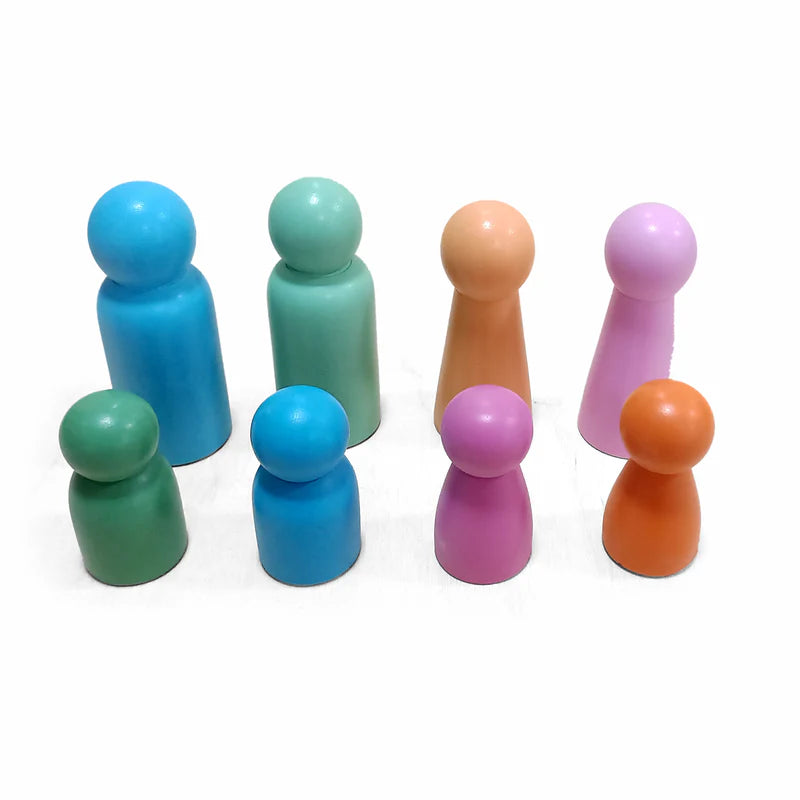 Wooden Family Peg Dolls - 8pcs