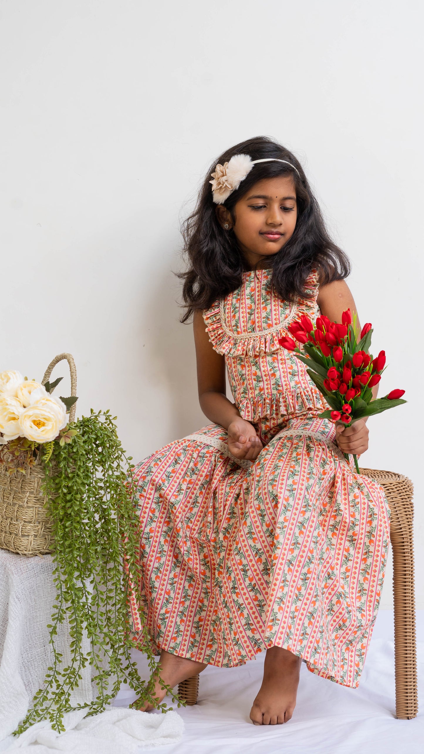 Light Pink Floral Print Cotton Sharara Set