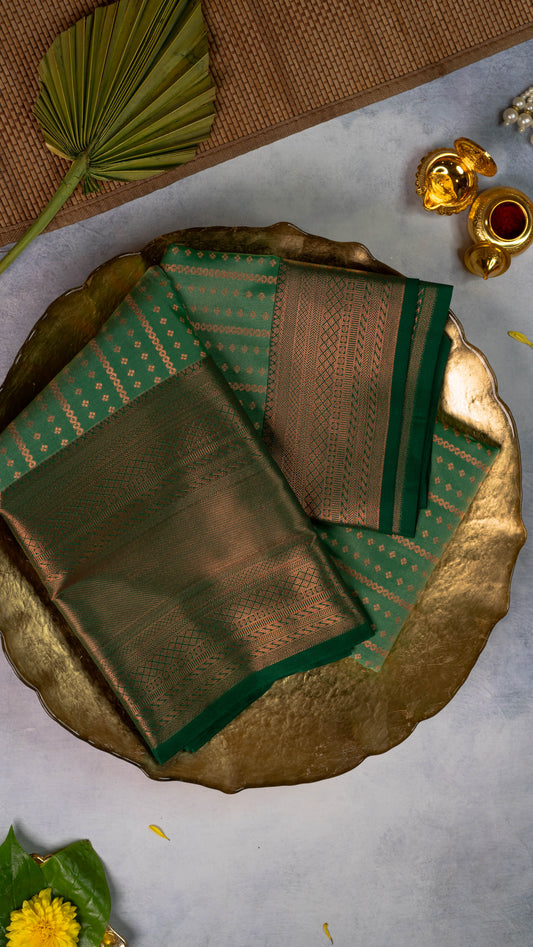 Green Premium Semi-Kanchi Silk Saree with Blouse