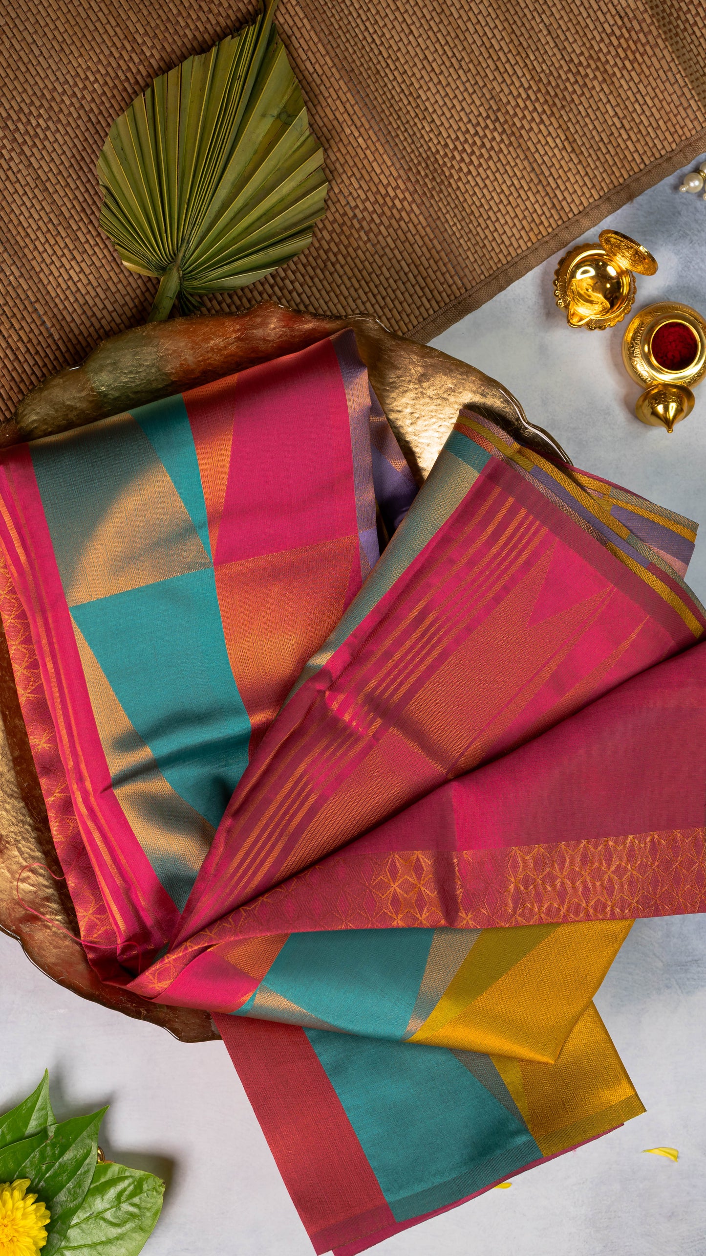 Multi-colour Premium Semi-Kanchi Silk Saree with Blouse