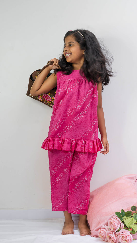 Pink Floral Print Cotton Co-ord Set