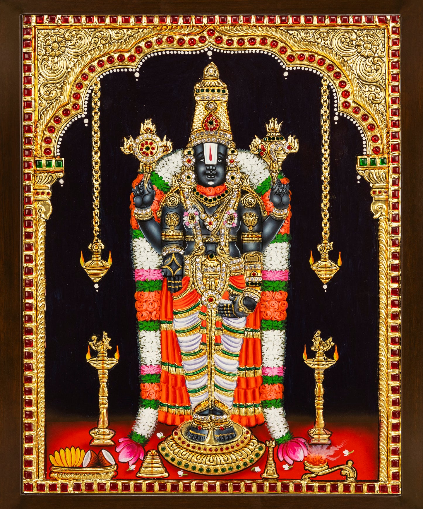 Nijapada Balaji Tanjore Painting - Single embossed