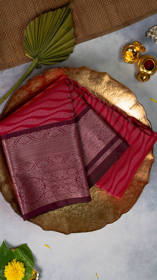 Red Premium Semi-Kanchi Silk Saree with Blouse