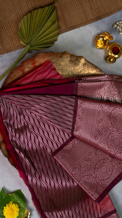 Red Premium Semi-Kanchi Silk Saree with Blouse