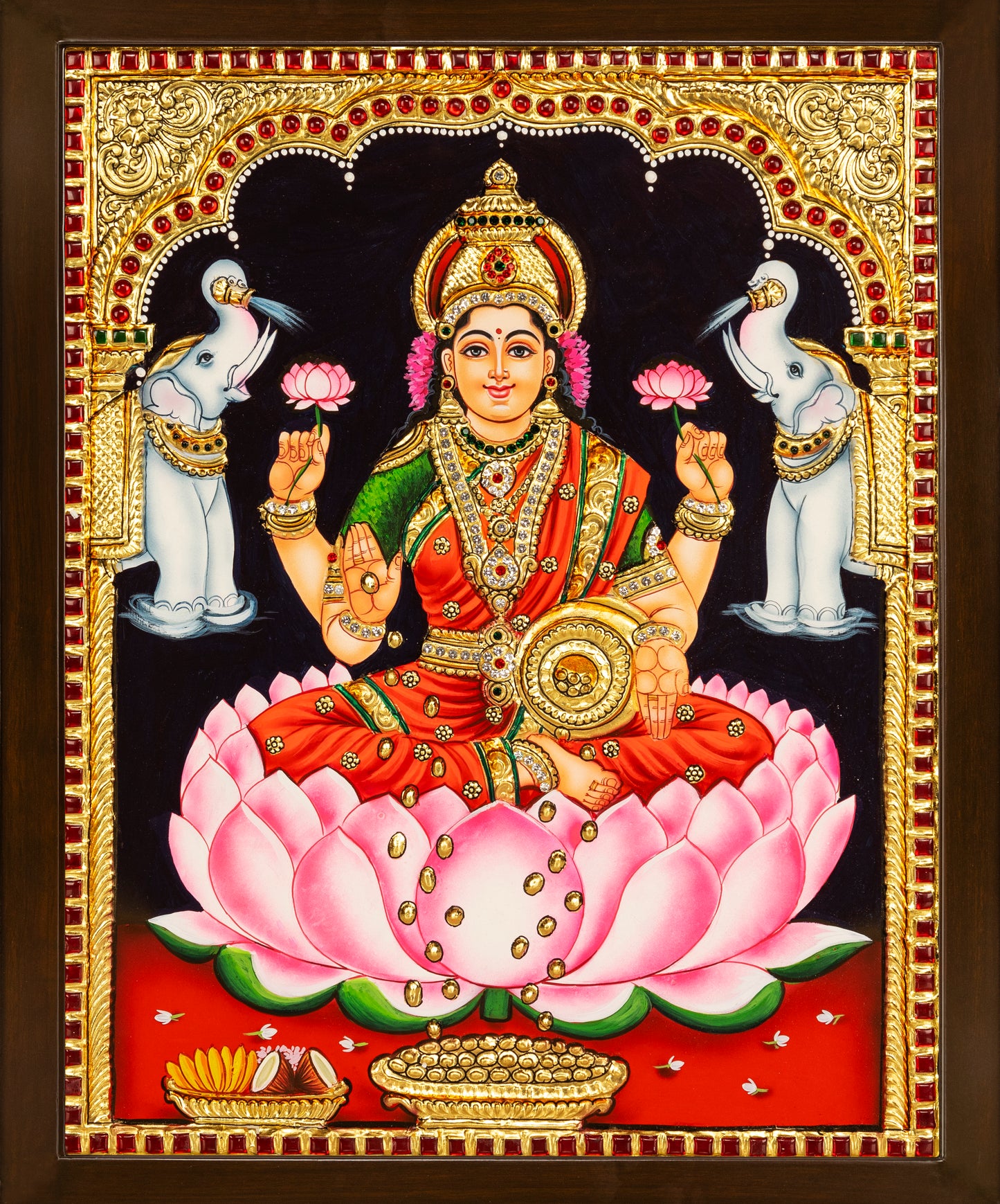 Gajalakshmi Tanjore Painting - Single embossed