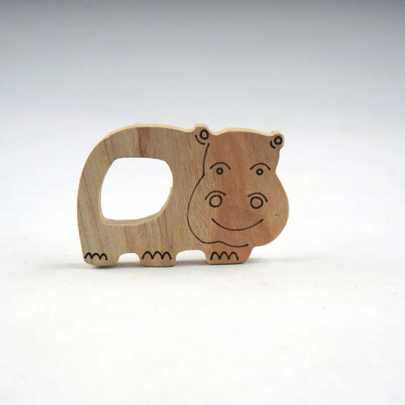 Wooden Hippo, Giraffe and Panda Teethers