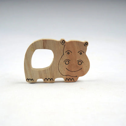 Wooden Hippo, Giraffe and Panda Teethers