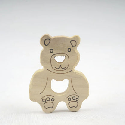 Wooden Hippo, Giraffe and Panda Teethers