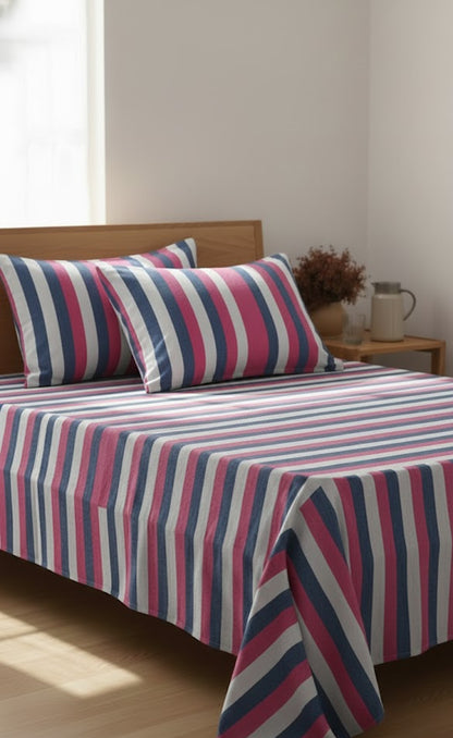 Chennimalai Single Cot Bedspread Classic Tricolor Stripe