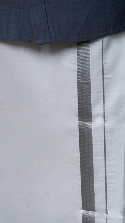 silver border dhoti