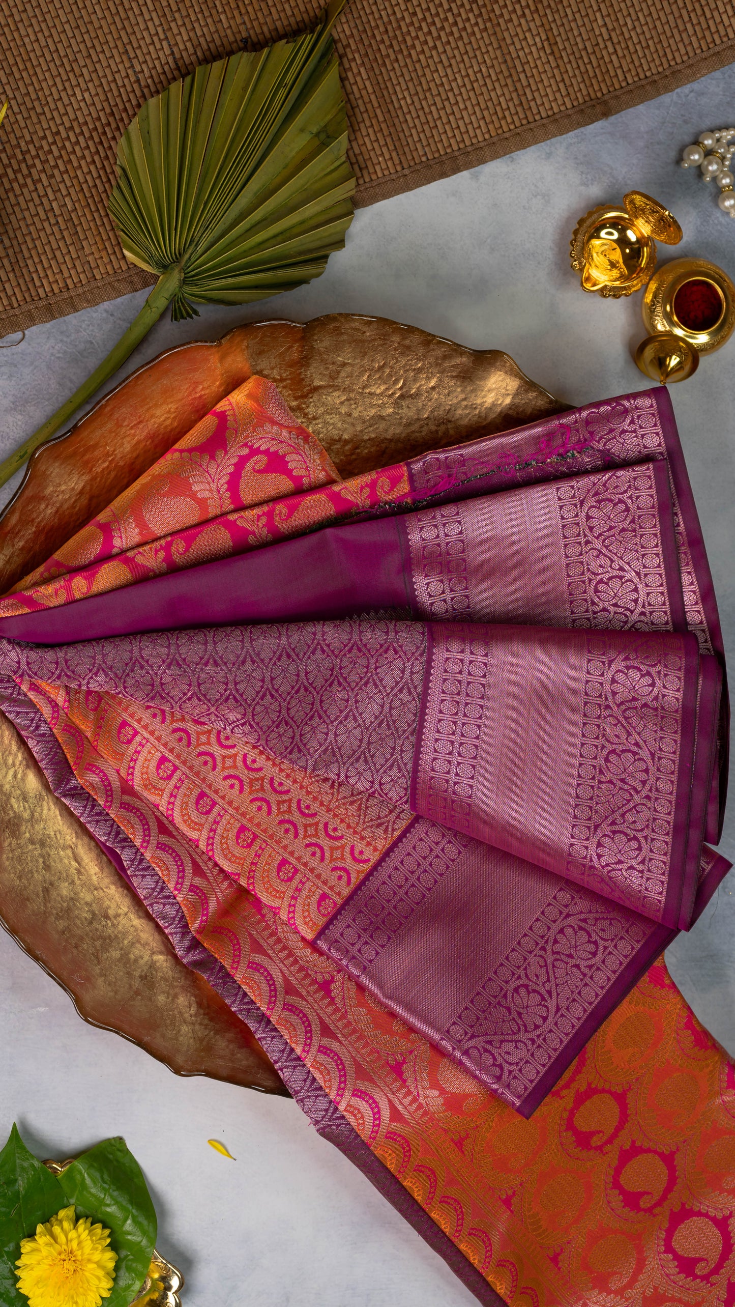 Orange Premium Semi-Kanchi Silk Saree with Blouse