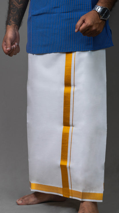 cotton dhoti with gold color border