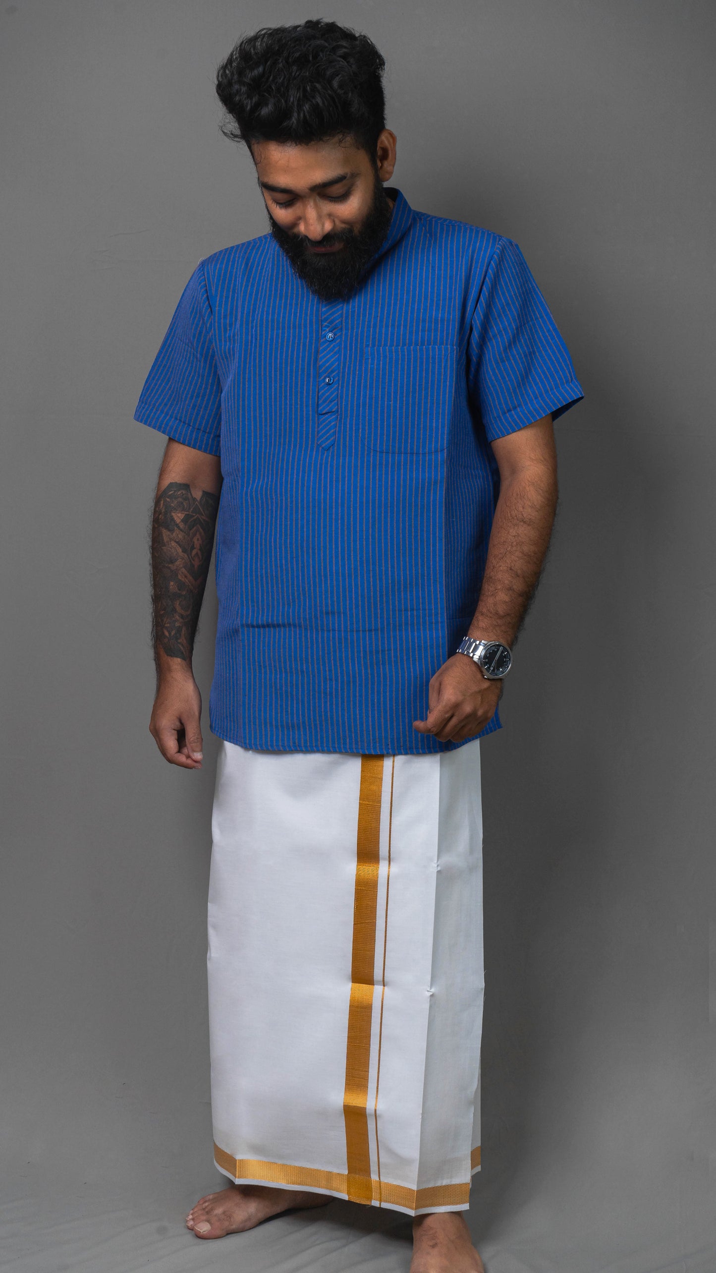 pure cotton dhoti with golden border