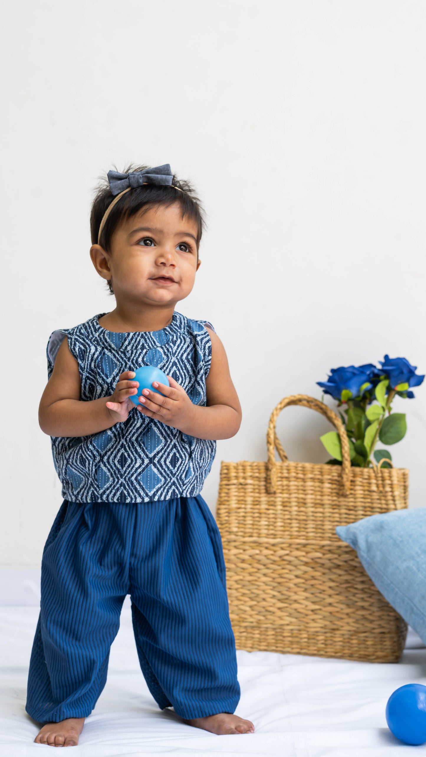 Blue Geometric Print Cotton Co-ord Set