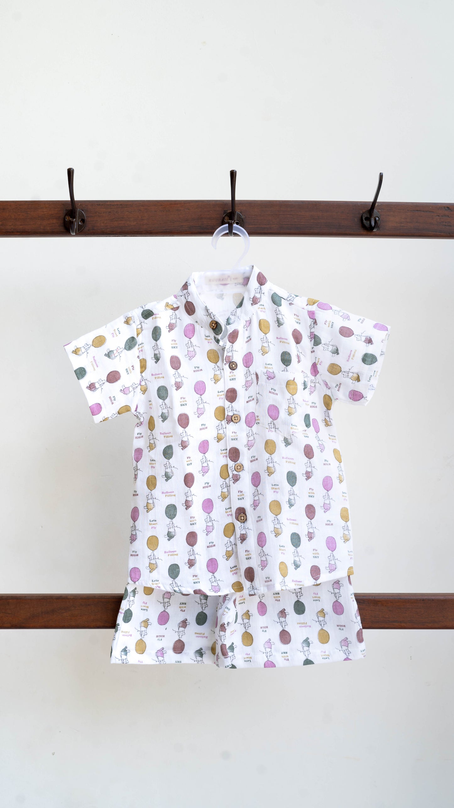 Balloon Print Muslin shirt and shorts set
