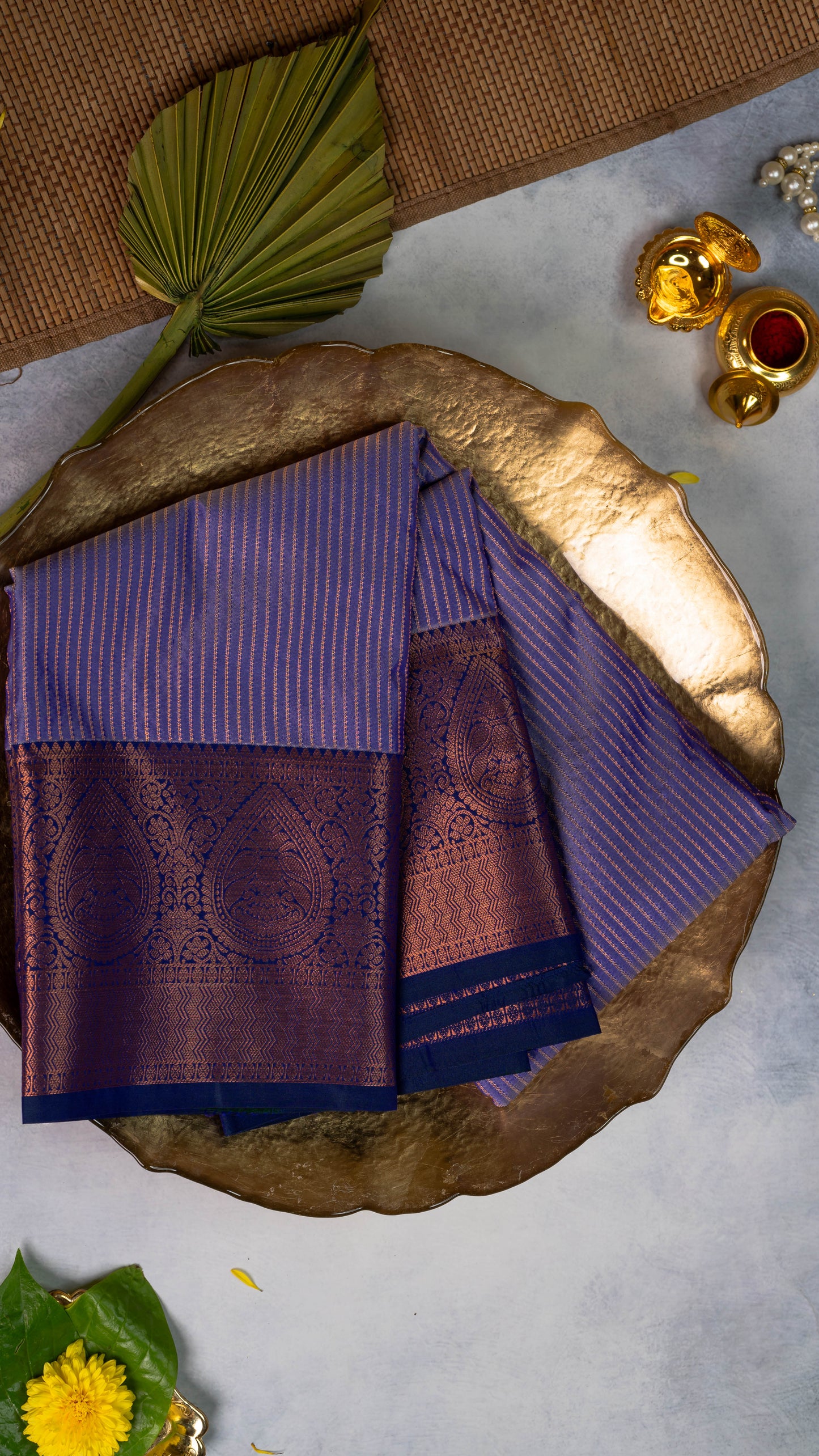 Purple Premium Semi-Kanchi Silk Saree with Blouse