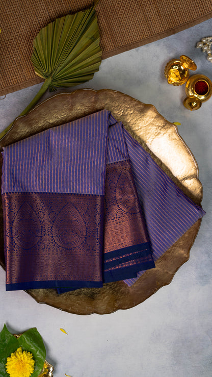 Purple Premium Semi-Kanchi Silk Saree with Blouse