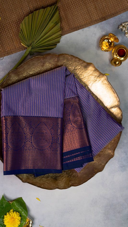 Purple Premium Semi-Kanchi Silk Saree with Blouse