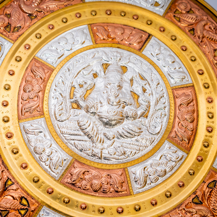 Lord Vinayaka Tri-Metal Art Plate
