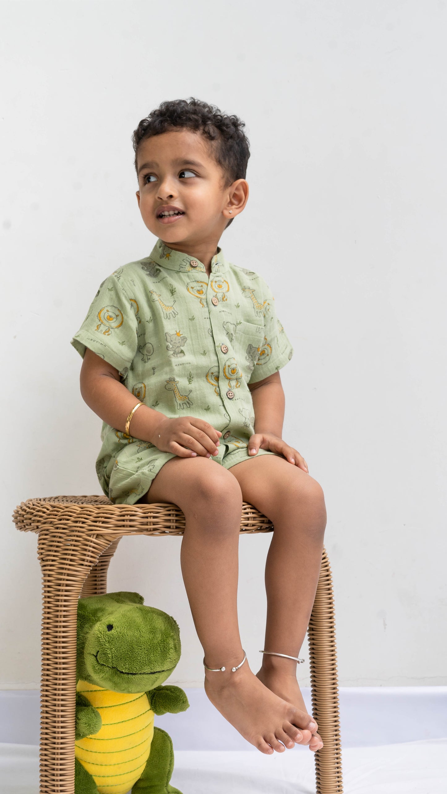 Animal Print Muslin shirt and shorts set