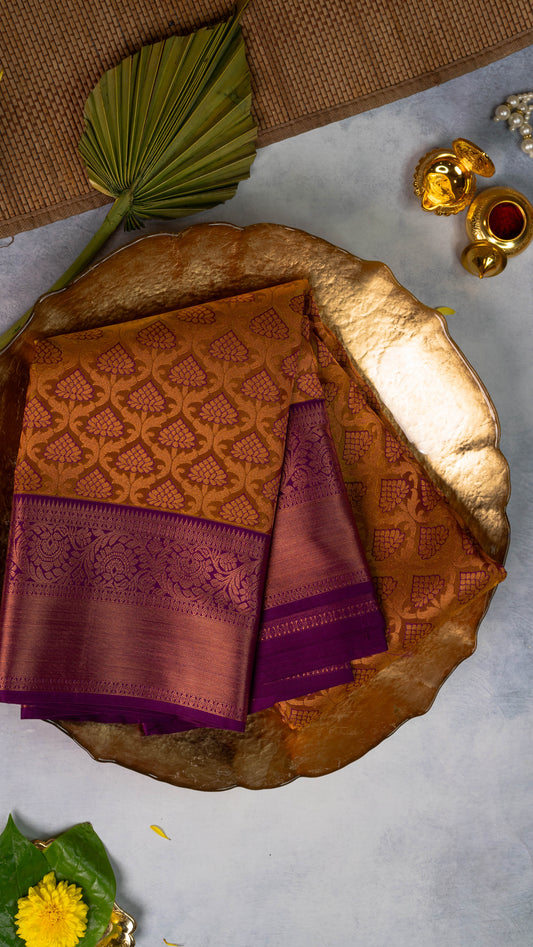 Rust Premium Semi-Kanchi Silk Saree with Blouse