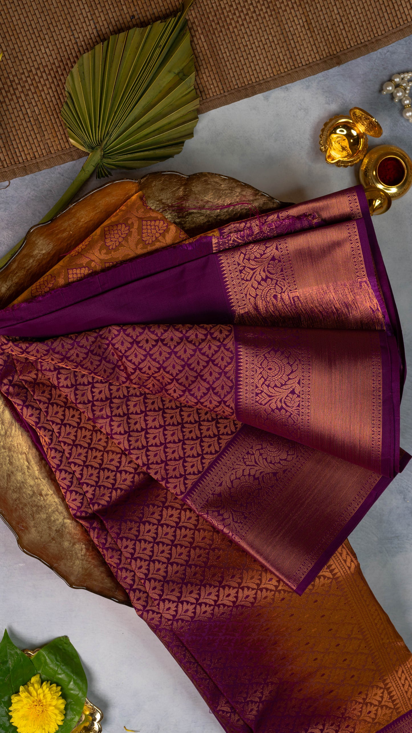 Rust Premium Semi-Kanchi Silk Saree with Blouse