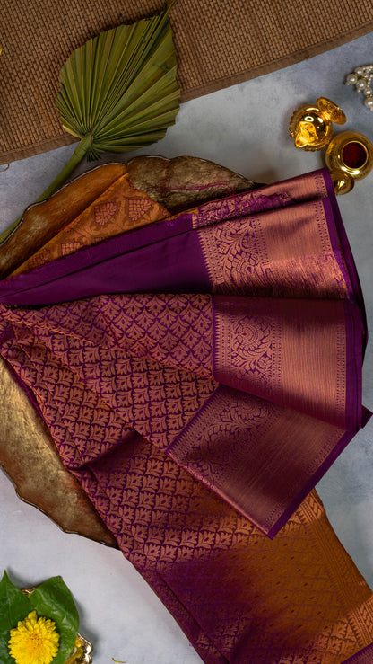 Rust Premium Semi-Kanchi Silk Saree with Blouse