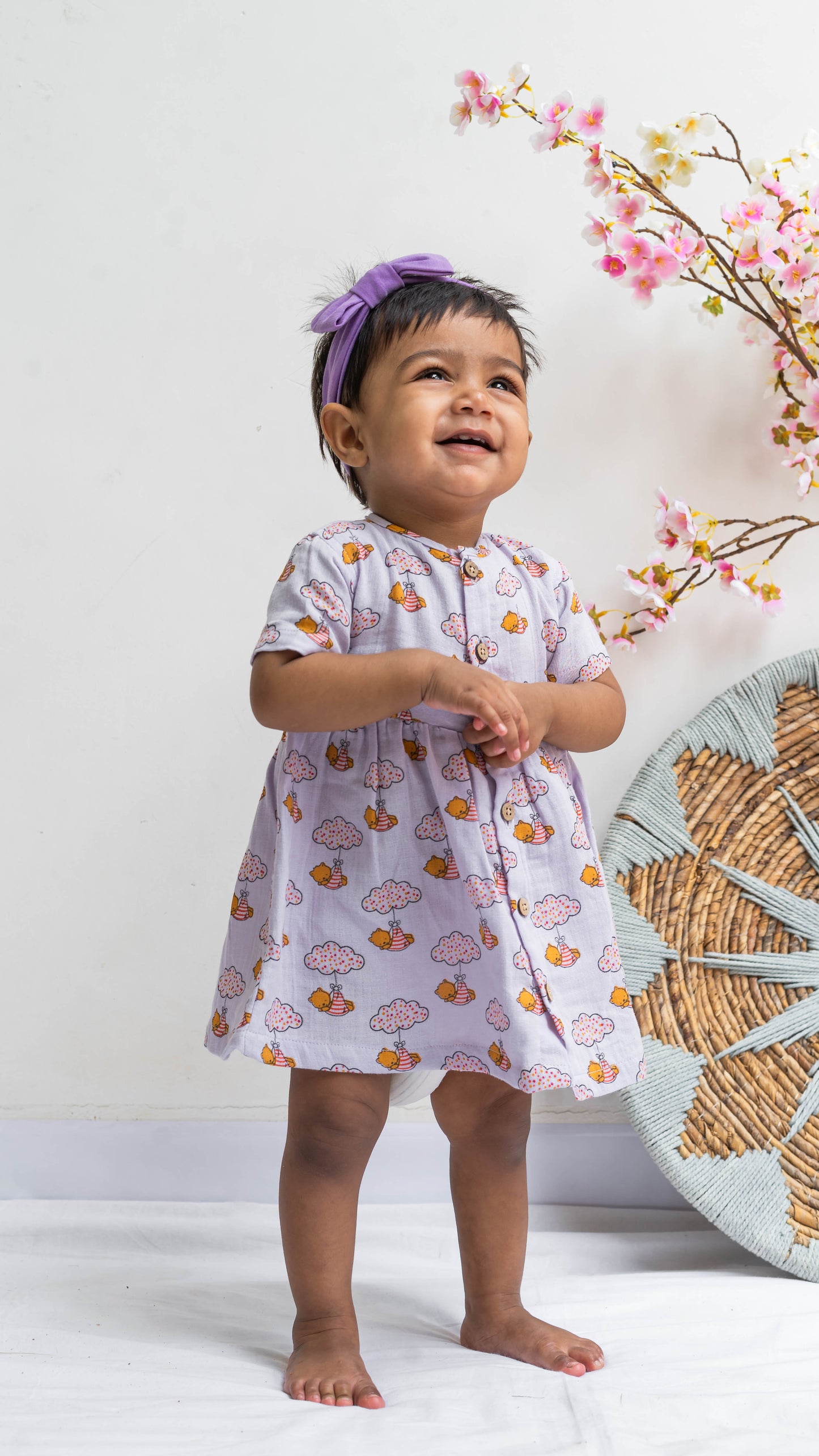 Cloud Print Muslin Dress