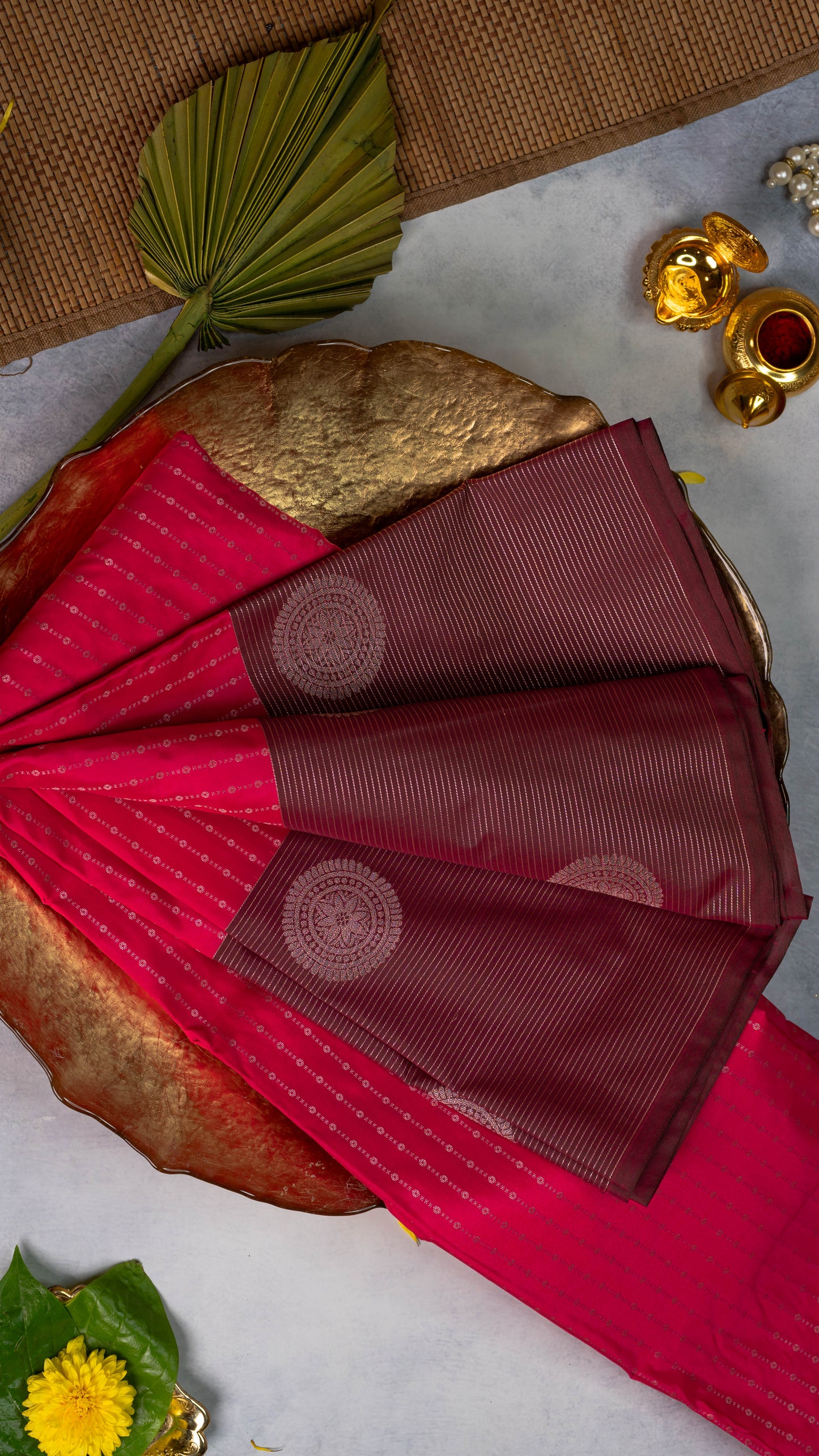 Rani Pink Premium Semi-Kanchi Silk Saree with Blouse
