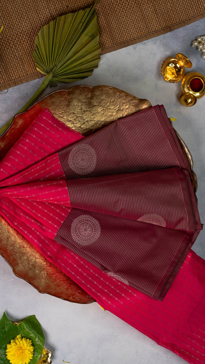 Rani Pink Premium Semi-Kanchi Silk Saree with Blouse