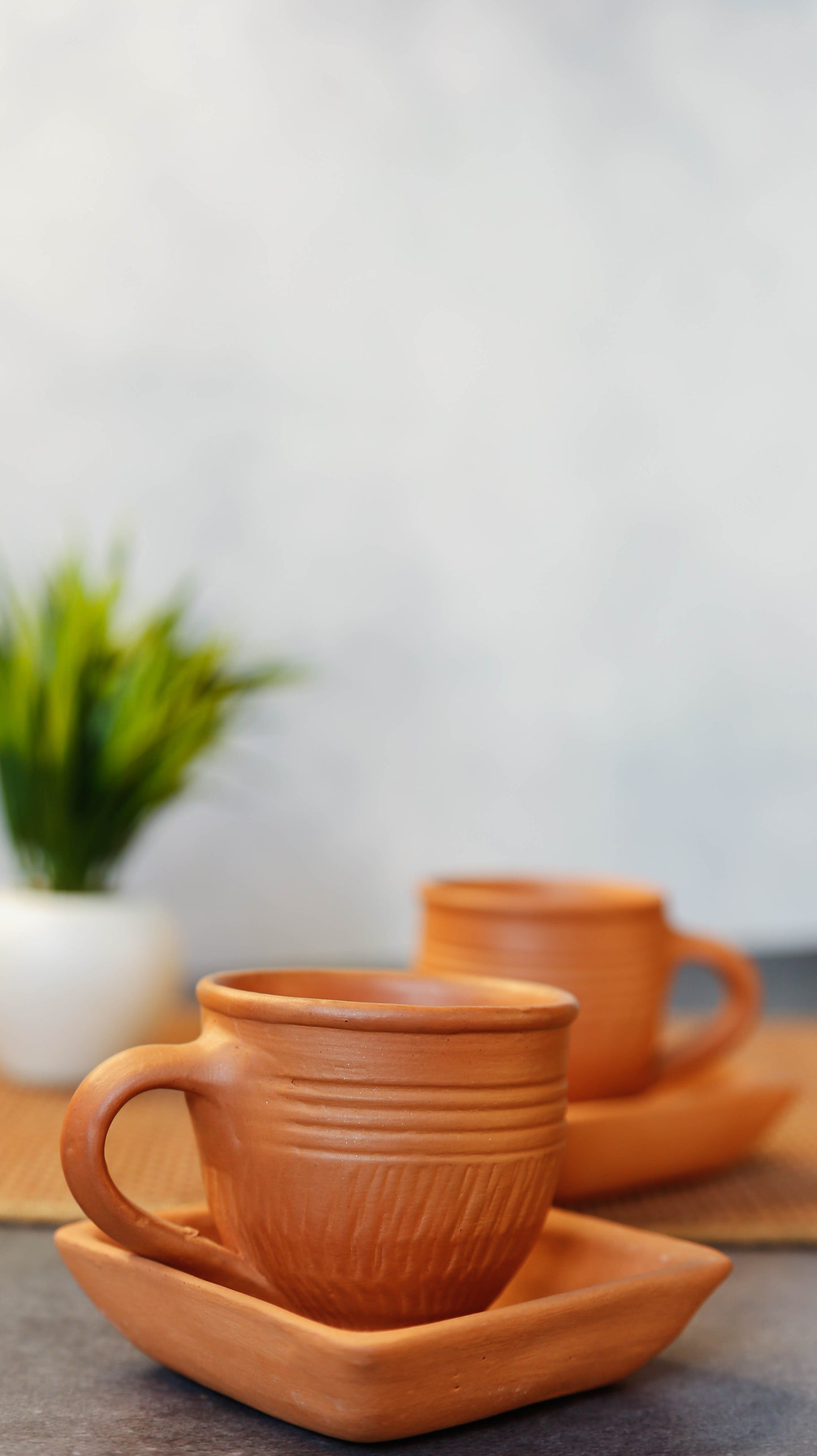 Terracotta Cup & Saucer - Set of 2